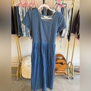 VINTAGE COTTAGE JEAN MAXI DRESS SIZE 10